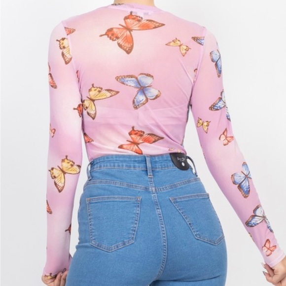 🆕Butterfly mesh print top - Picture 4 of 8